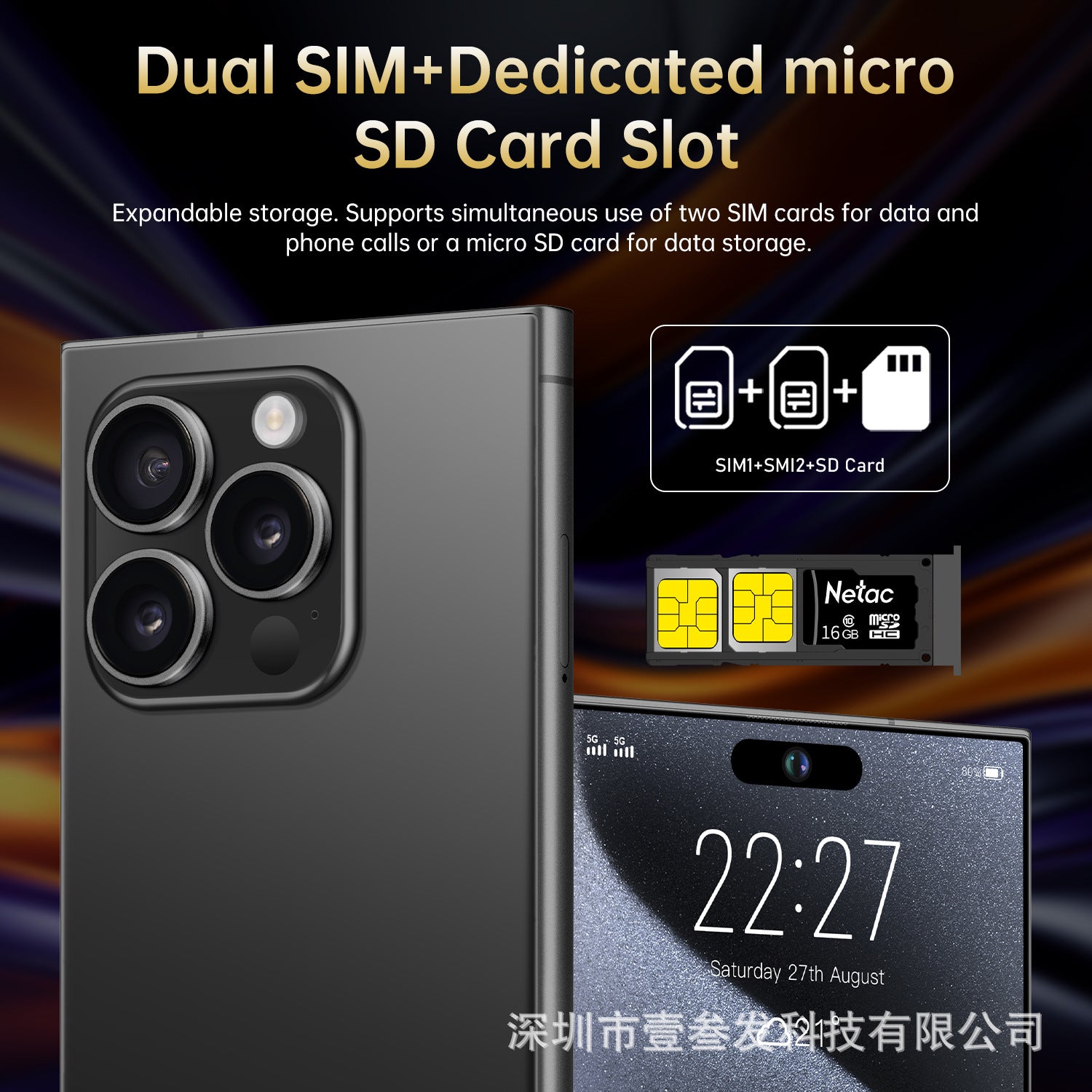 I15Ultra Smartphone with Pen  2+16 High-end7.3Inch Screen Android8.1Factory