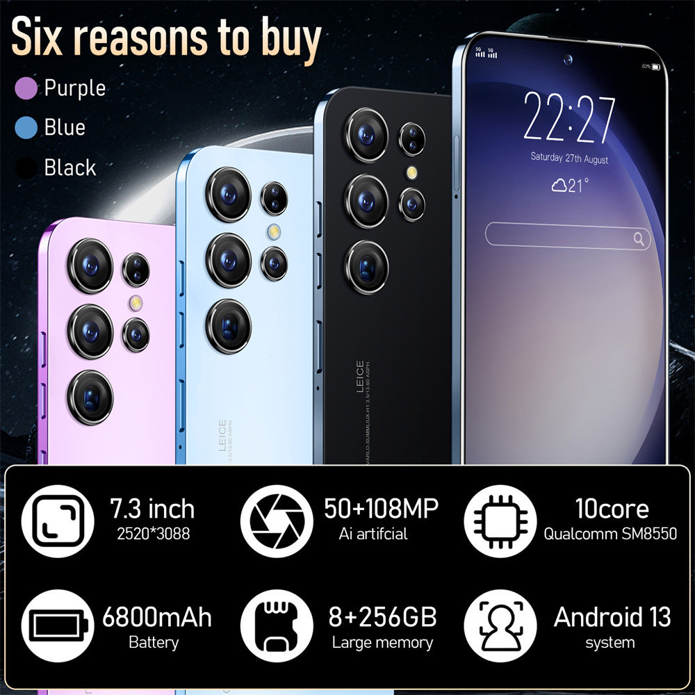 Mobile Phone S23+Ultra True4G Perforated Mesh7.380010,000 Pixels8+256G Super Large Screen
