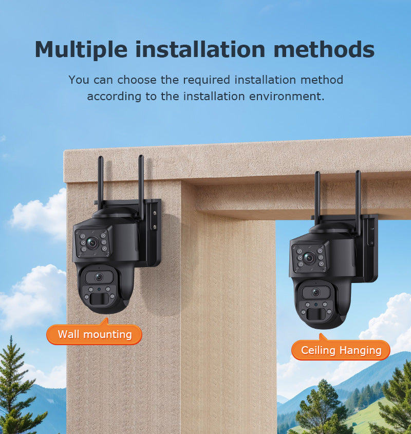 600Megapixel HD Dual Screen Solar Surveillance 4G/WIFI Outdoor Camera Monitoring Special Wholesale