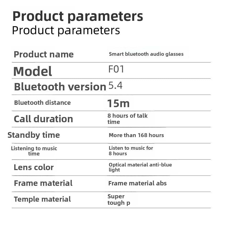 F01Wireless Stereo Smart Bluetooth Glasses Waterproof Bluetooth Hands-Free Call Music Playback Sunglasses Sunglasses