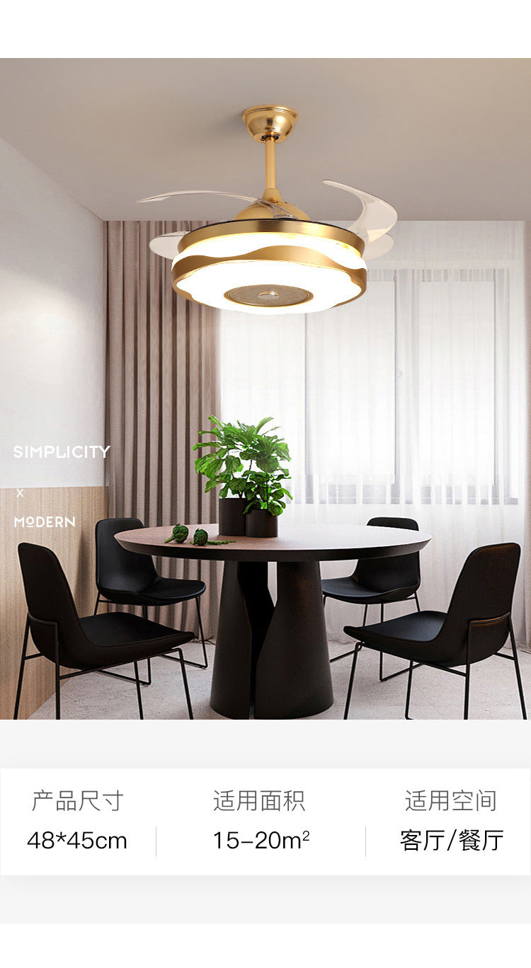 LED Invisible Fan Light for Dining Room and Bedroom, Modern Simple Ceiling Fan with Light, Variable Frequency Fan Light, Invisible