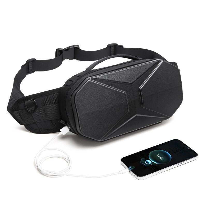 OZUKO Functional Waist Bag for Men PC Hard Shell Chest Bag Waterproof Trendy Sports Crossbody Multifunctional Waist Bag Wholesale