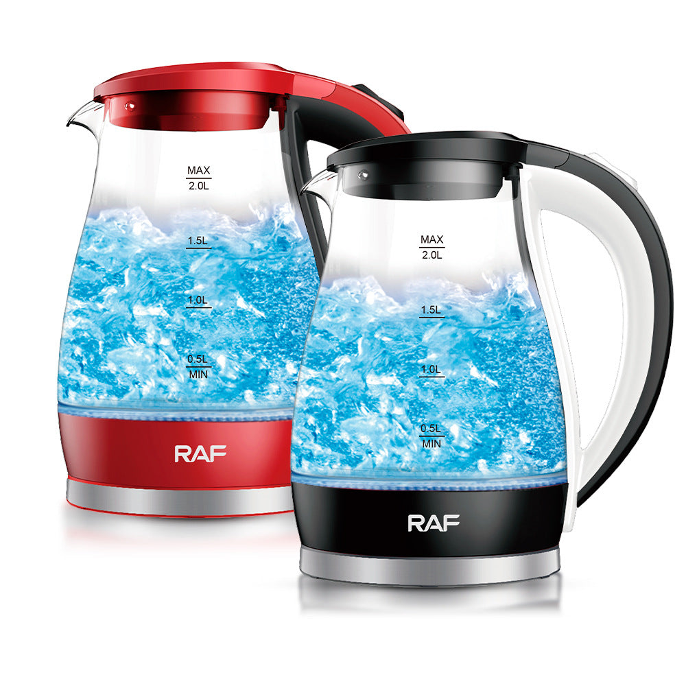 RAF European Standard Visible High Borosilicate Glass Kettle Automatic Power-off Electric Kettle High Power2L