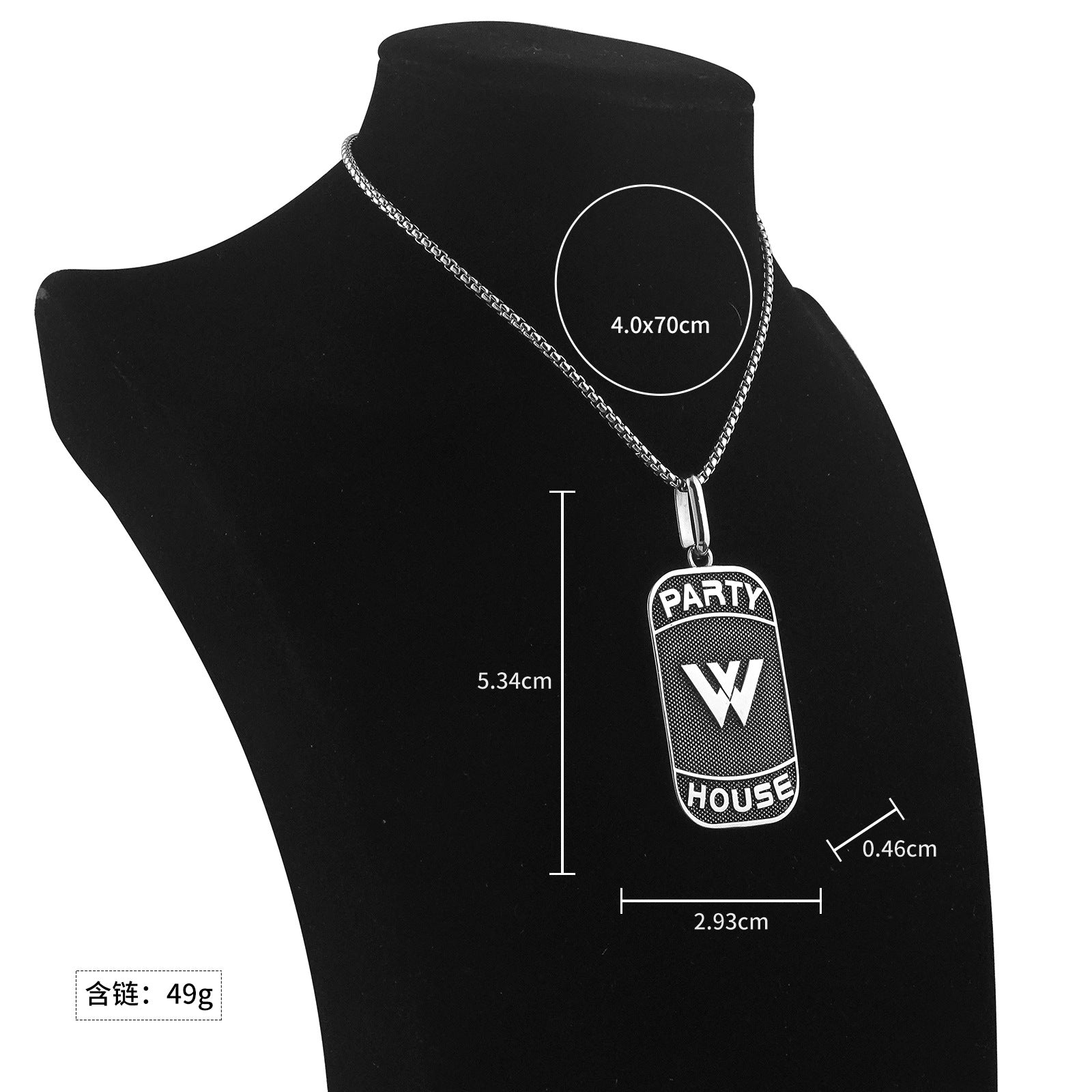 Hot-Selling Stainless Steel Necklace Casting Square Pendant 3D Pendant Personality Hip-Hop Titanium Steel Accessories Wholesale