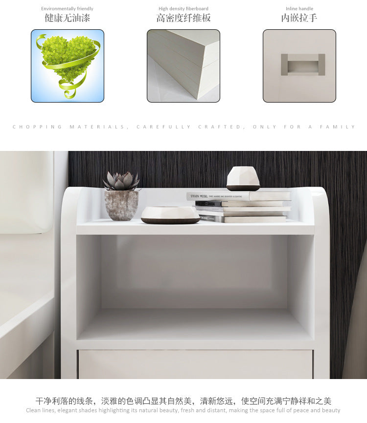 Economical Simple Modern Mini Cabinet Bedroom Bedside Storage Cabinet with Drawers Panel Bedside Table