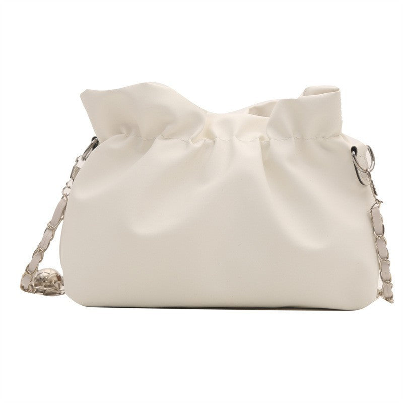 French Style Ruched Cloud Bag Niche Design Single Shoulder Women's Bag Versatile Chain Simple Fashion Crossbody Underarm Women's Bag