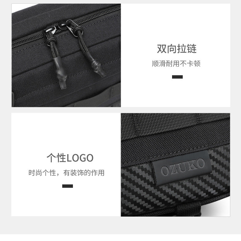 OZUKO Tactical Waist Bag Men's Crossbody Bag Multifunctional waterproof outdoor sports trendy brand portable bag