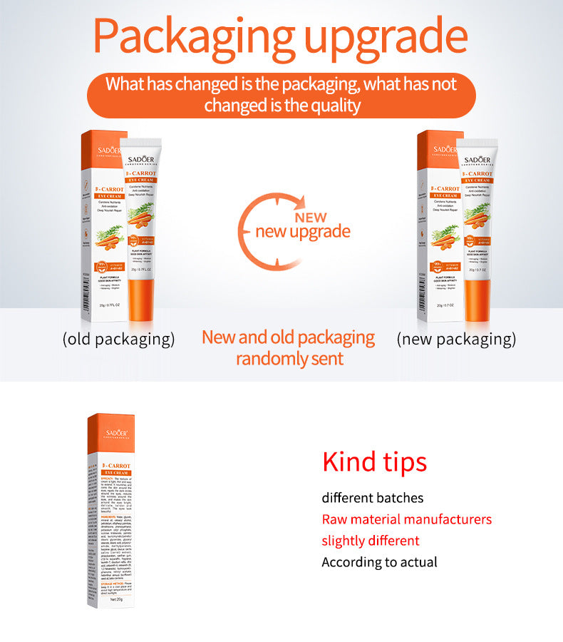 Full English Carrot Eye Cream20g SADOER Moisturize and Improve Dark Circles, Eye Wrinkles, and Eye Bags  Wholesale