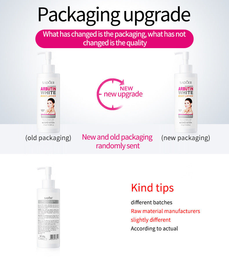 Whitening Body Lotion SADOER Niacinamide Arbutin Brightening Moisturizing Lotion Cross-Border Wholesale