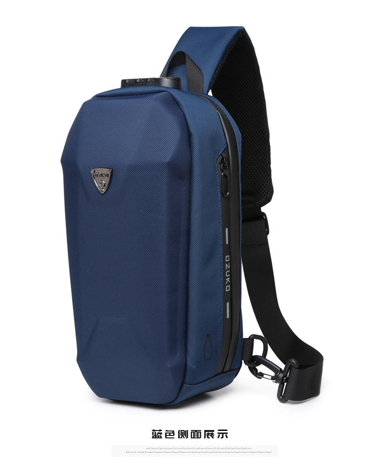 OZUKO Hard Shell Chest Bag Men's Crossbody Bag Anti-Theft Waterproof Cycling Outdoor Multi-Functional Sports Shoulder Bag