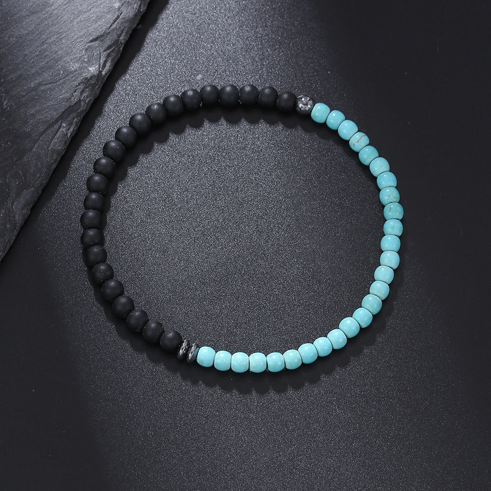 Mini Small Bracelet Women's Personalized Gift Natural Stone Beaded Turquoise Volcano4mm Map Stone Sanding Bracelet