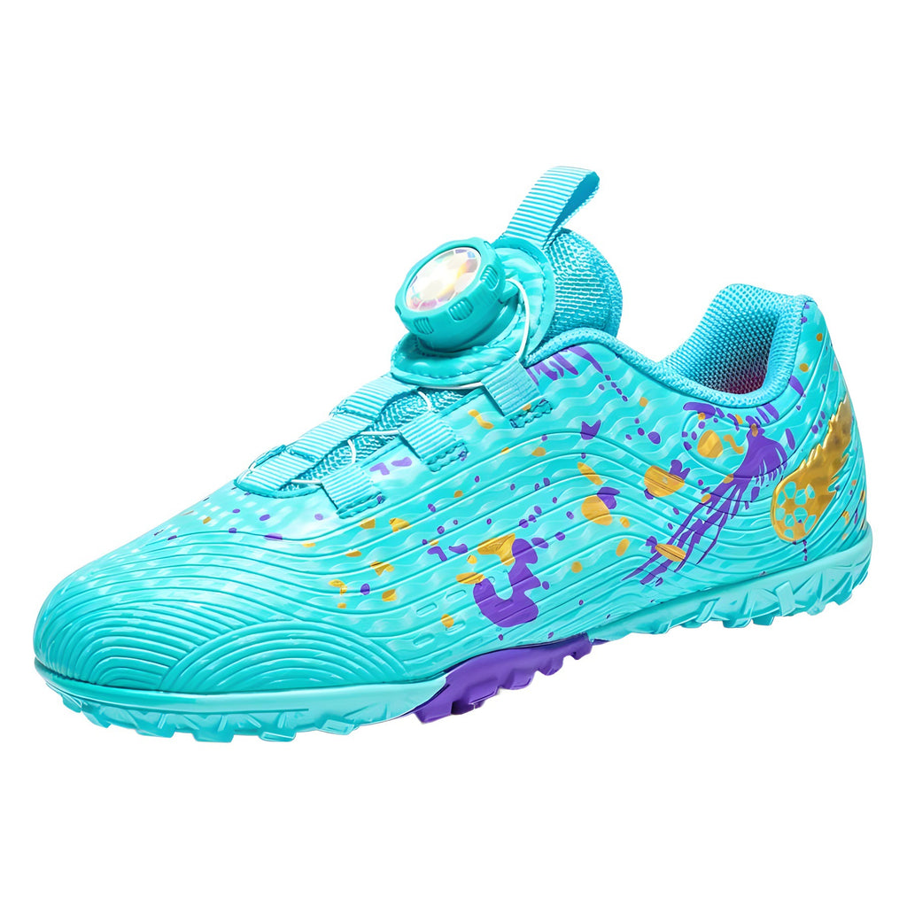 Rotating Button New Children's Soccer Shoes Girls' Spike Training Shoes Girls' Elementary School Sneakers Sports Shoes