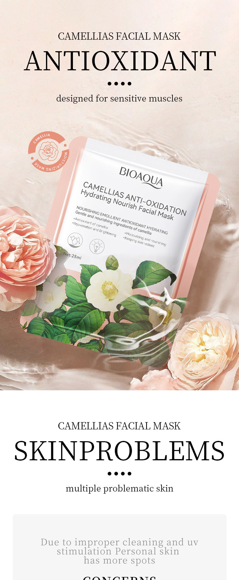 Camellia Mask BIOAOUA Hydrating Moisturizing Tablets Cross-Border Wholesale Manufacturer