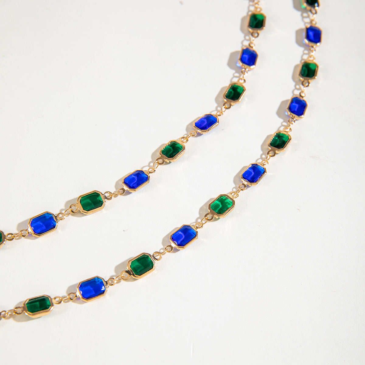 Simple Colorful Beaded Tassel y Chain Necklace Elegant Versatile Diamond-Studded Sweater Chain Jewelry