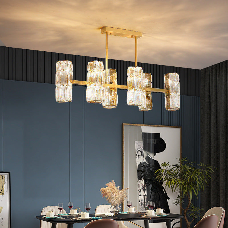 All-Copper Crystal Chandelier Post-Modern Minimalist Nordic Living Room Lamp Dining Room Chandelier Creative Bedroom Lamp Clothing Store Lighting