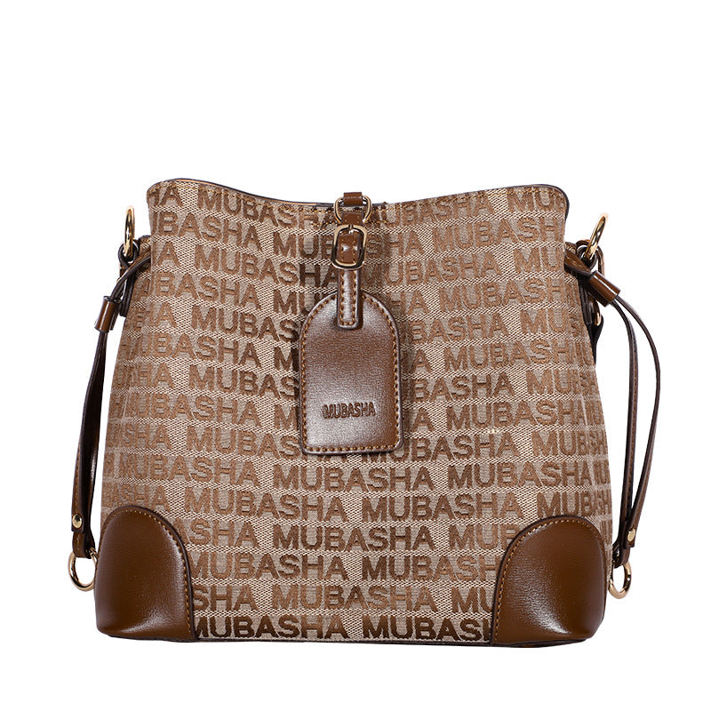 2024Summer New Trendy Fashion Vintage Bucket Bag Retro Style Single Shoulder Crossbody Printed Chain Handbag for Women