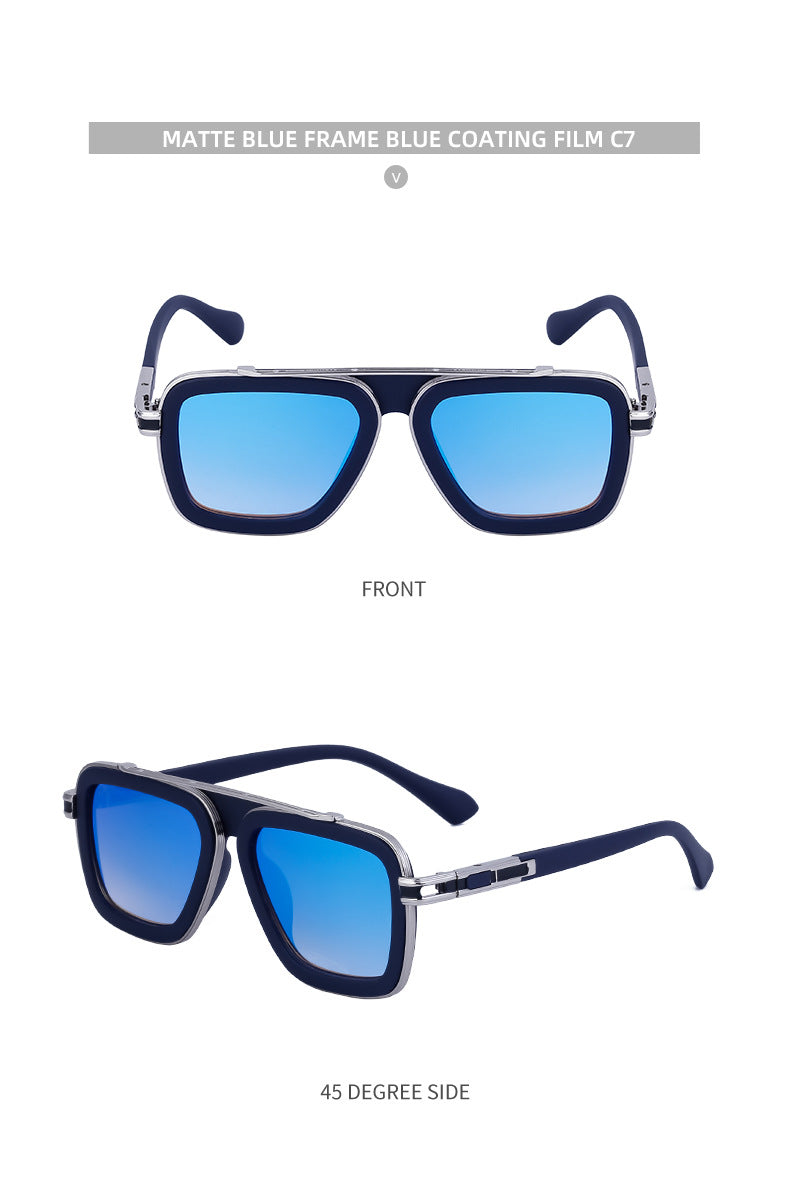 European and American Retro Square Frame Sunglasses for Men, Trendy European and American Punk Style, Internet Celebrity Same Style Sunglasses for Women ins Wind shades