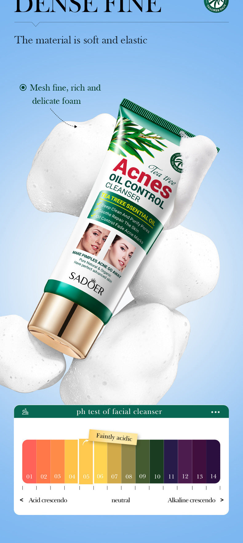 Full English Tea Tree Facial Cleanser100gSADOER Deep Cleansing Moisturizing Refreshing Cleanser  Wholesale