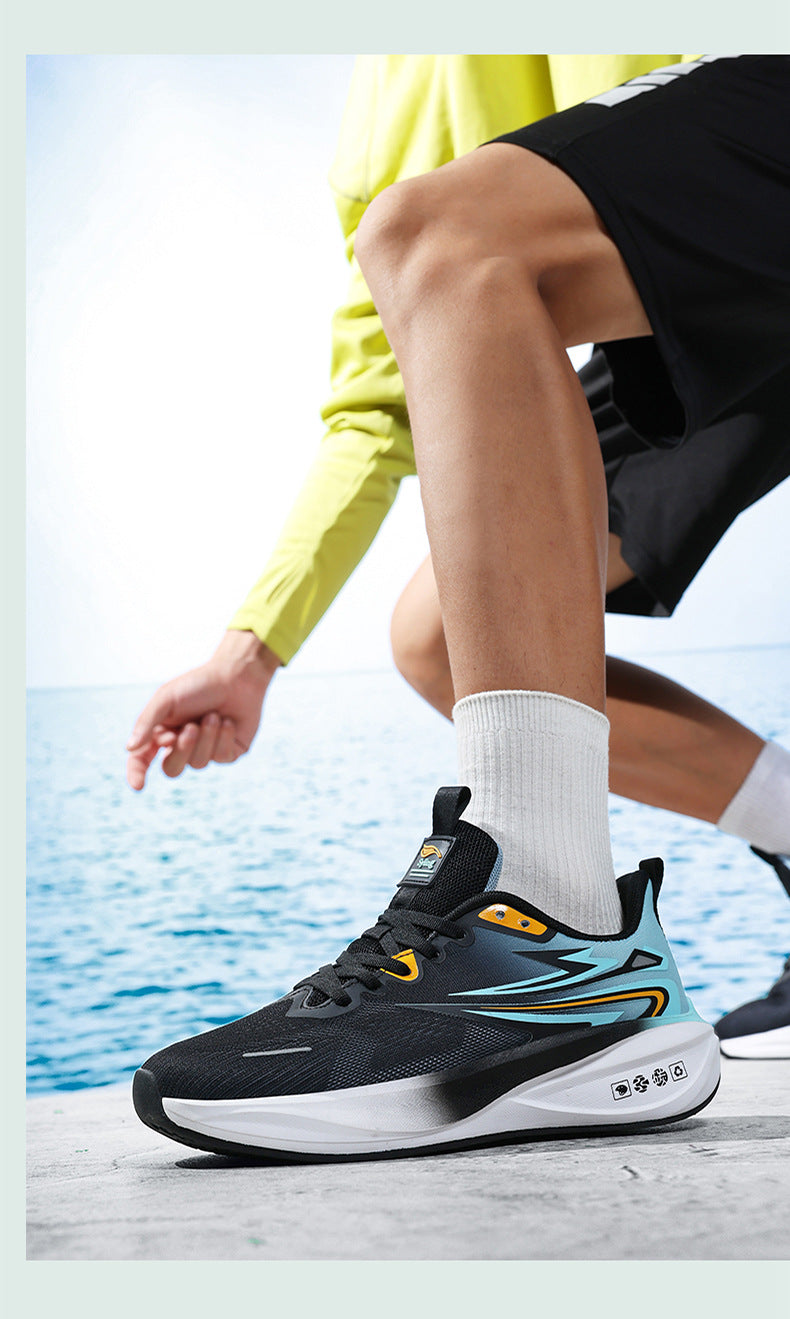 Summer New Jacquard Mesh Wear-resistant Breathable Sports Shoes Casual Comfortable Men's High Elastic Cushioning Youth Running Shoes