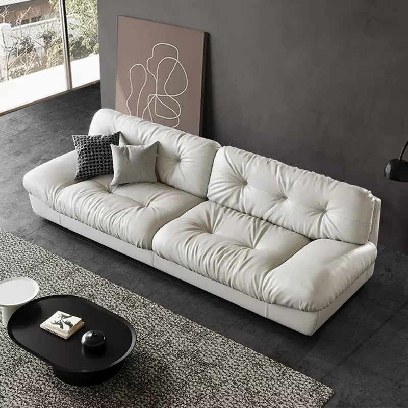Italian Minimalist Living Room Genuine Leather Sofa Designer Straight Small Apartment Cream Style Lazy Cloud Sofa Shipping and tax not included