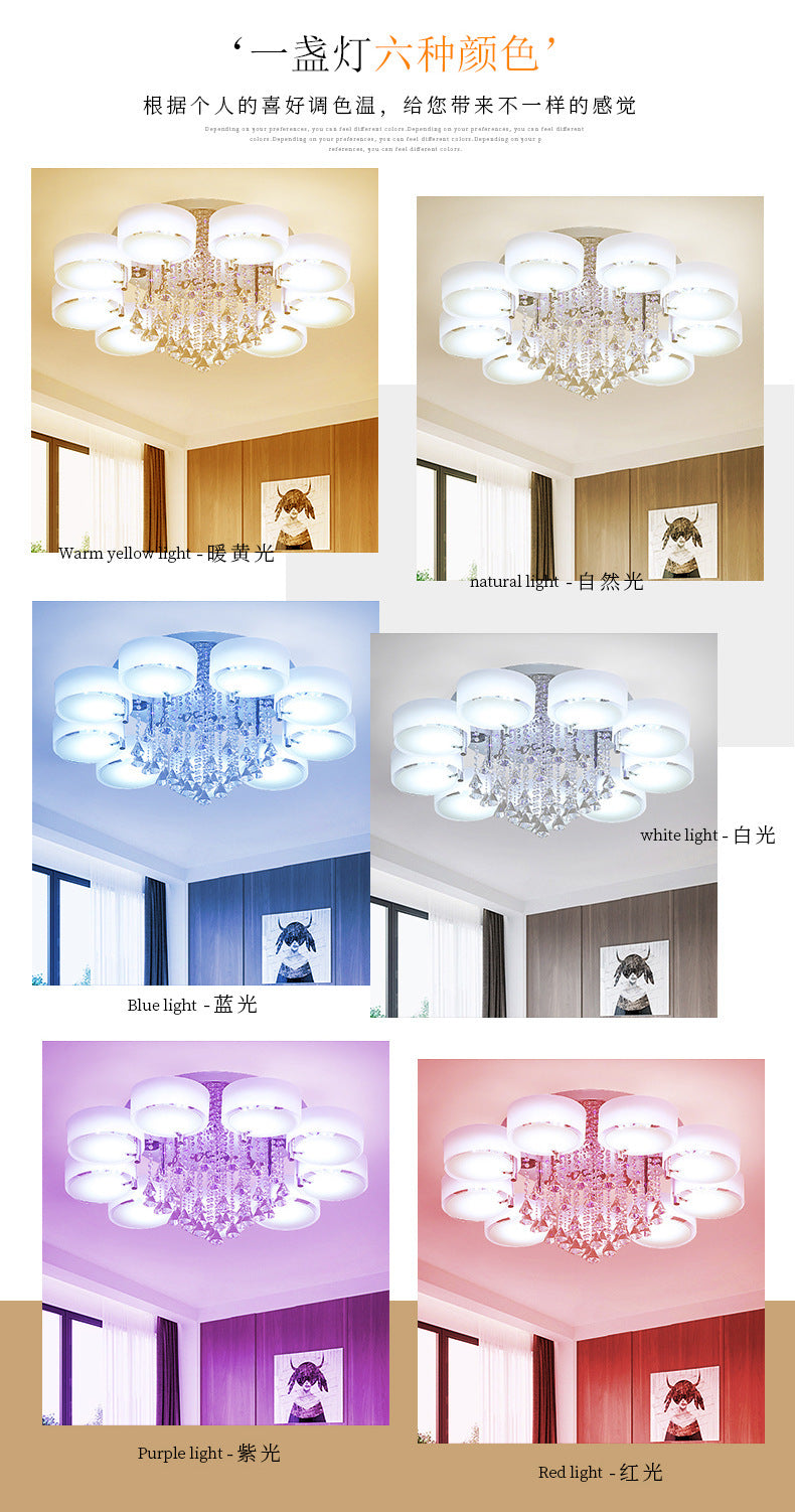 Living Room Lamp Crystal Lamp LED Ceiling Lamp Round Bedroom Lamp Simple Modern Elegant Home Dining Room Balcony Lighting