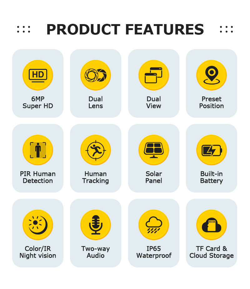 Exclusively for New Private Models4G Solar-powered Camera6MP HD Full Color Low Power Camera Night Vision