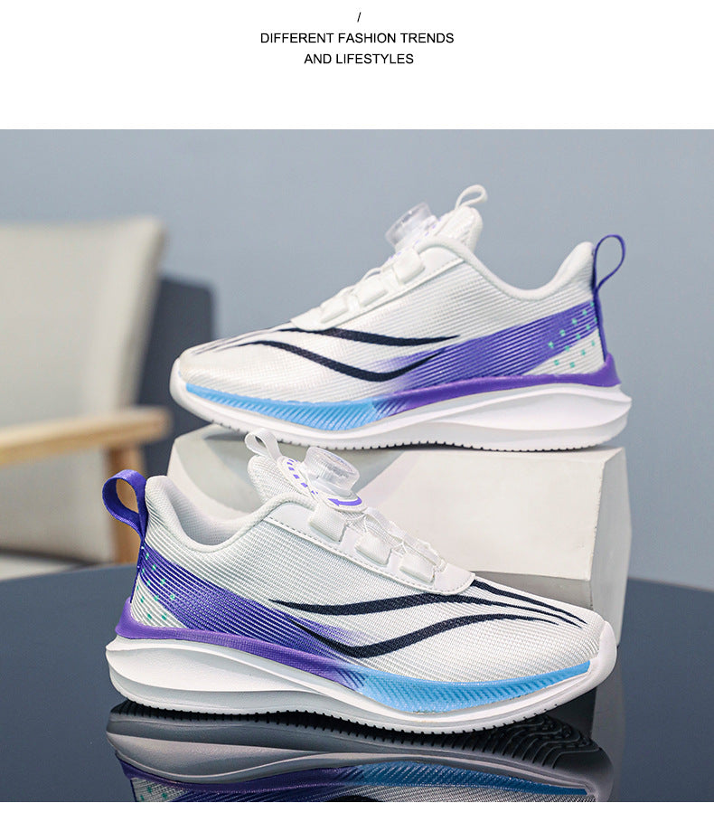 New Children's Shoes Breathable Rotating Button Sneakers Red Rabbit Casual Big Kids Shock Absorption Non-Slip Running Shoes