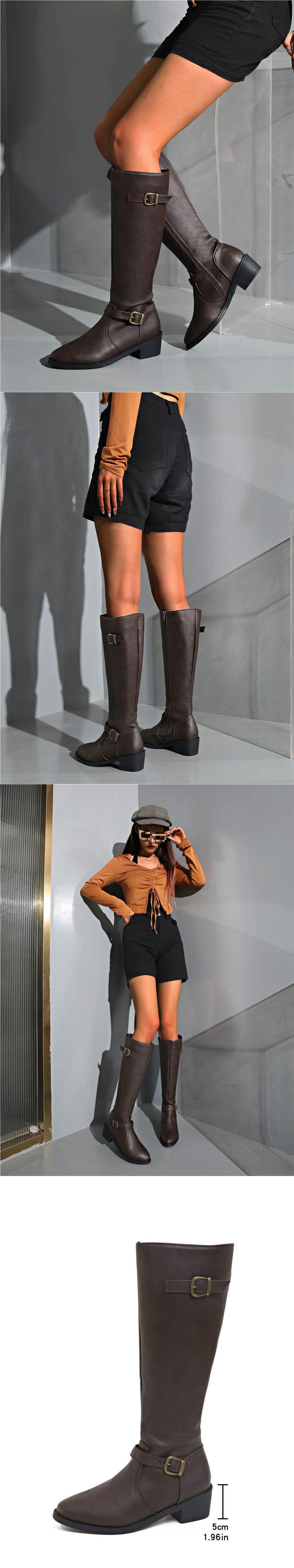 European and American Style Long Boots for Women Riding Boots2025New straight-leg boots mid-heel Martin boots knee-high boots