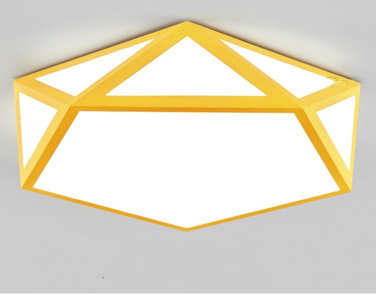 Minimalist Iron Art Acrylic Ceiling Light Nordic Diamond Geometric Hollow Children's Bedroom Colorful Macaron led Lamp