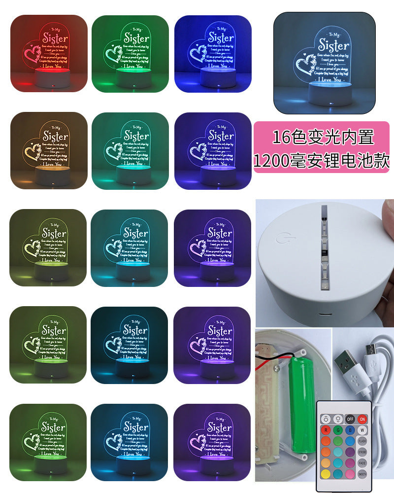 3D Night Light Acrylic Colorful Touch Remote Control Atmosphere Light Wholesale Dropshipping Creative Small Gift Factory