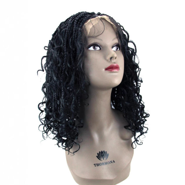 Knotless Box Braided Wigs with Curly Ends Synthetic Lace Wig