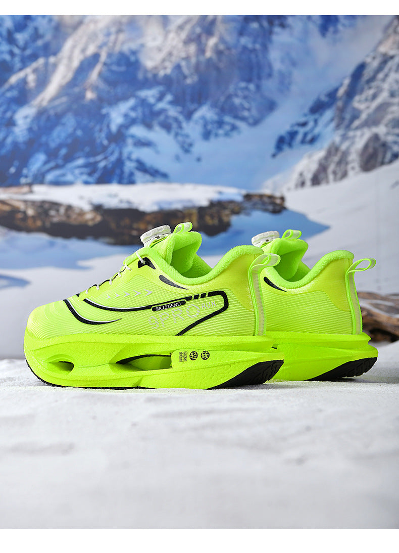 Red Rabbit9pro Winter New Thickened Fleece Warm Men and Women Sports Twist Button Real Carbon Plate Soft Sole Running Shoes