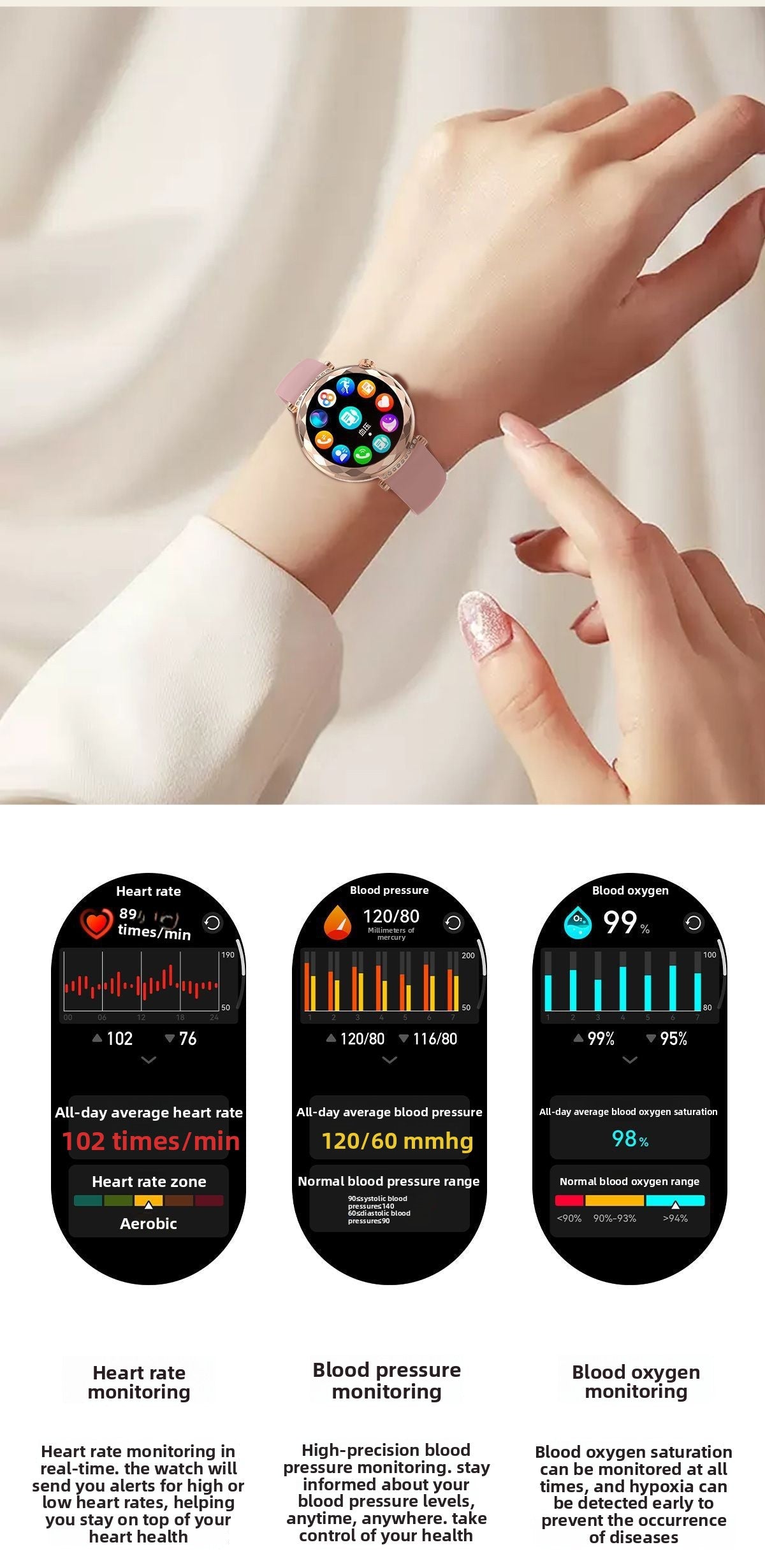 HK88Smart Watch Bluetooth Call Heart Rate Blood Pressure Blood Oxygen NFC Screen ladies multifunctional Bluetooth version touch screen