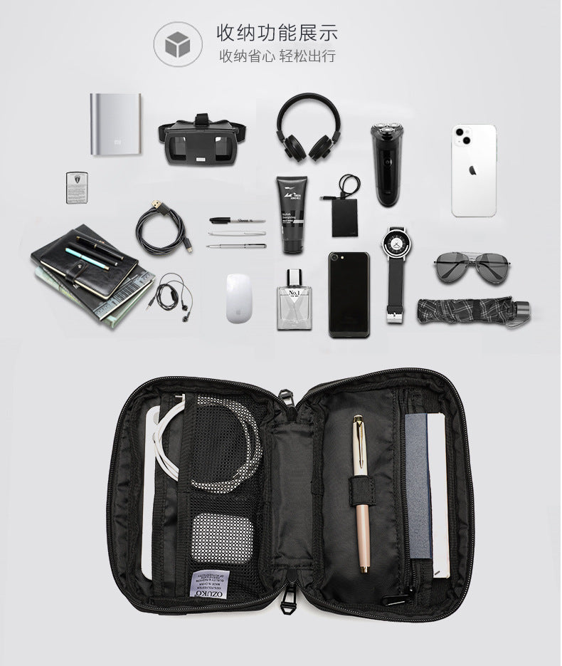 OZUKO Men's Clutch Bag Crossbody Bag Chest Bag High-end Waterproof Multifunctional Trendy Brand Shoulder Bag Organizer Bag