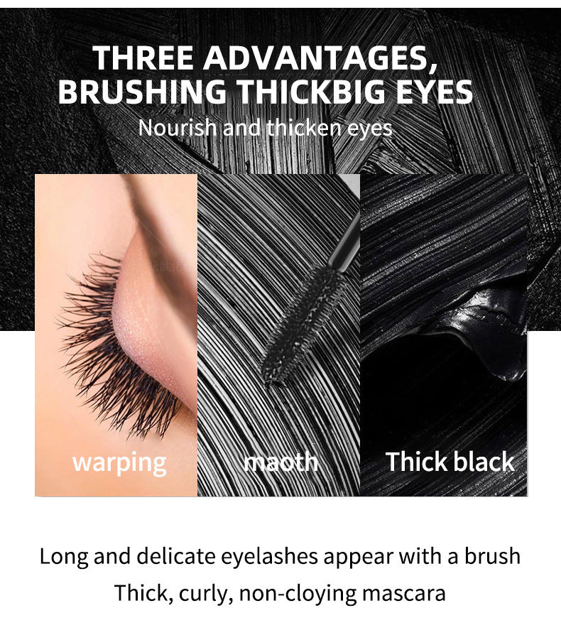 European Beauty Makeup Volumizing Curling Mascara Large Brush Head Dense Lengthening Waterproof Smudge-proof Mascara Makeup