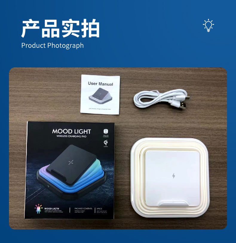 Multifunctional Storage15w Wireless Charging Bedroom Creative Eye Protection Sleeping Night Light Outdoor Night Market Stall Atmosphere Light