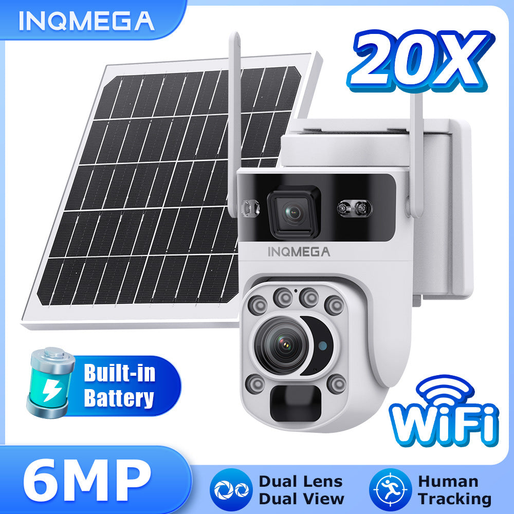 4G Solar-powered Camera6MP High Definition Full Color Dual Lens Dual Screen20X Zoom Solar Camera