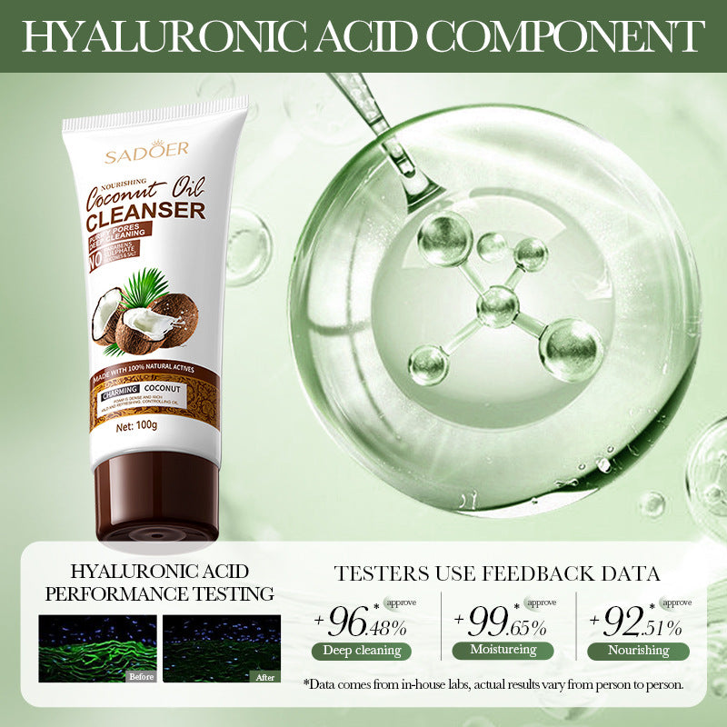 Coconut Oil Purifying Cleanser SADOER Moisturizing and pore-cleaning facial cleanser cross-border wholesale