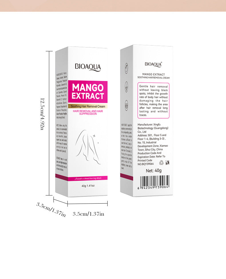 Full English Mango Soothing Hair Removal Cream40g BIOAOUA Non-irritating Underarm Hair Removal Cream  Wholesale