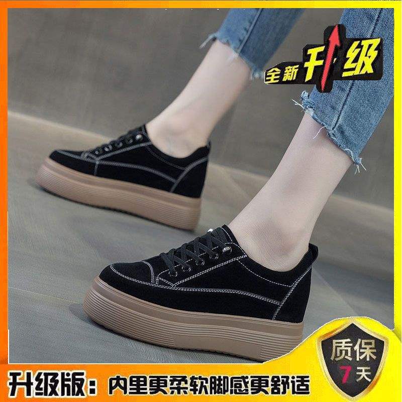 Platform Height Increasing Women's Shoes2025Spring and Autumn New Style Wedge Platform Versatile Student Casual Lazy Shoes