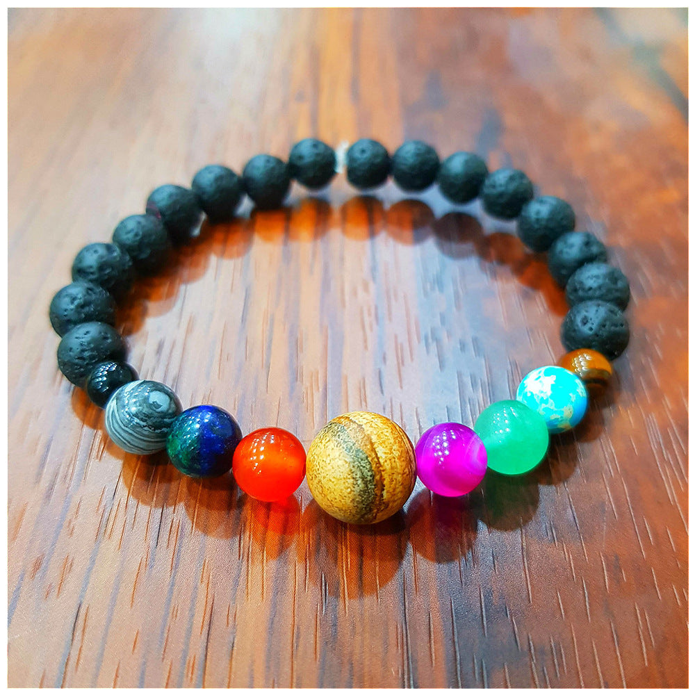 Hot-Selling Universe Galaxy Solar System Eight Planets Bracelet Guardian Star Natural Stone Bead Bracelet Seven Meridians Bracelet