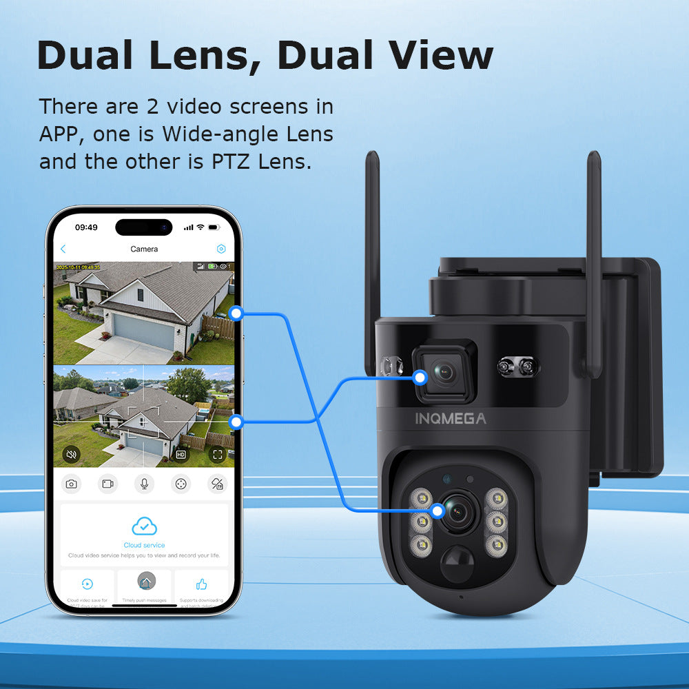 New Product aov Solar-powered Camera6MP High-definition full-color binocular camera with low power consumption for all-day recording