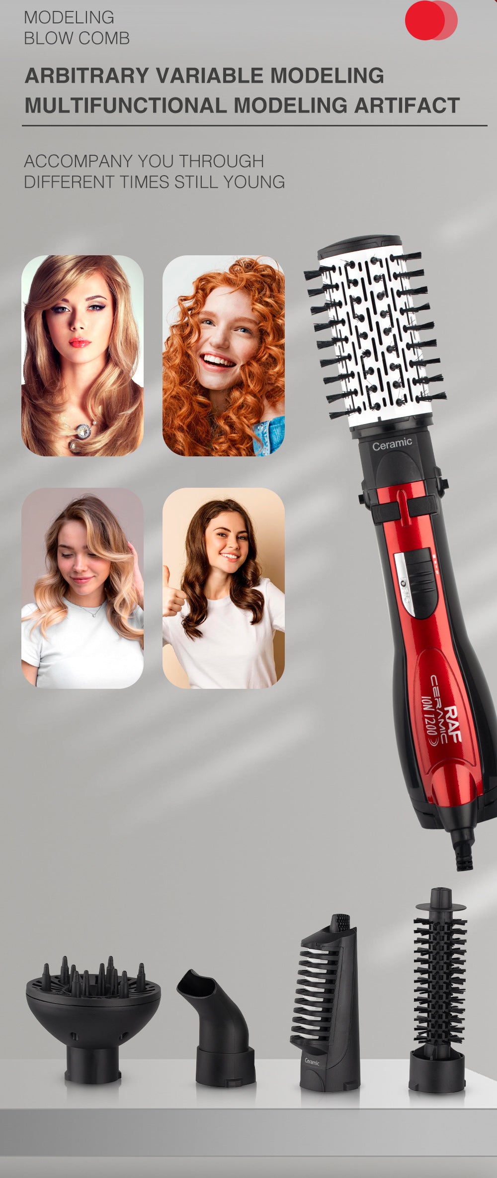 Multifunctional Curling Hair Dryer Comb Pear Flower Head High Power Household Hairdressing Styling Tool Set5