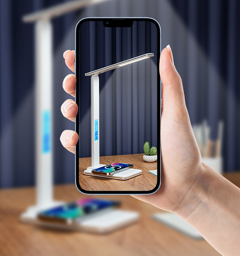 Amazon led Eye Protection Desk Lamp Study Bright Desktop Foldable15W Wireless Charging Touch Student Reading Bedside Lamp