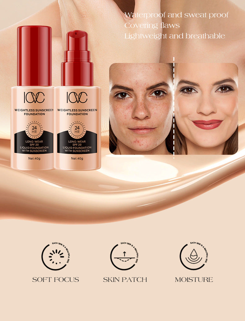 ICVC#Sunscreen Foundation40g Large Capacity Waterproof Long-lasting Non-smudge Lazy Primer Cream E-commerce