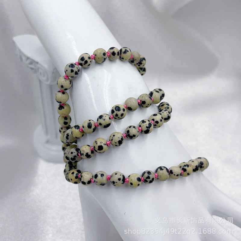 Women's Layered Turquoise Bracelet4mm Small Natural Stone Bracelet108Knotted Snowflake Volcanic Stone Long Bracelet