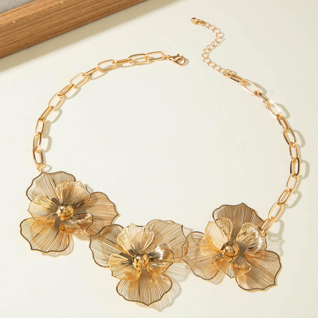 European and American Niche Ginkgo Leaf Tassel Necklace Design Sense Retro Pull-out Imitation Pearl Choker Jewelry choker