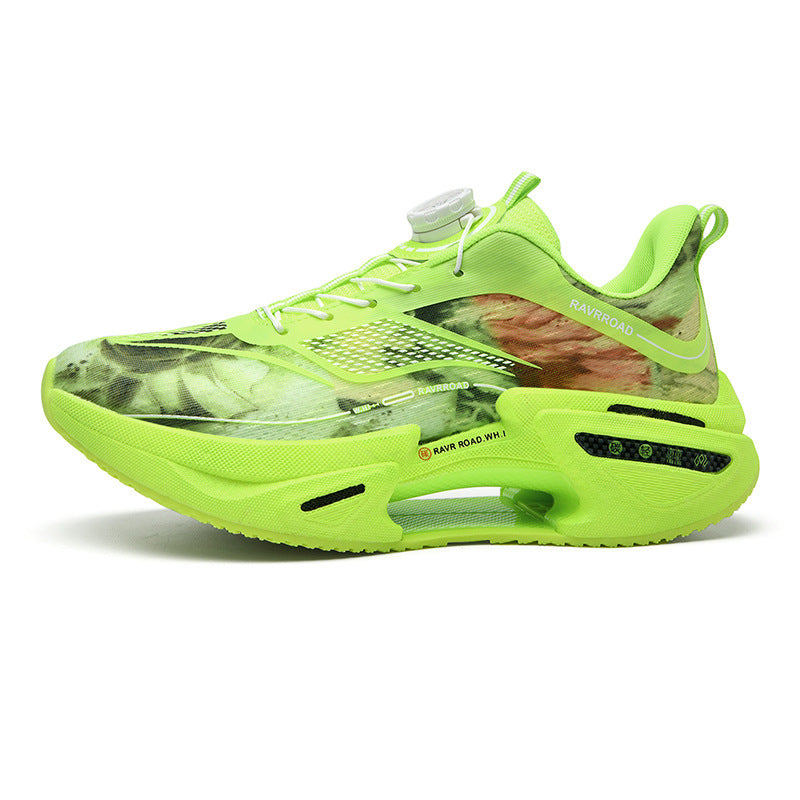 DAJUEYING Real Explosion Protection Carbon Plate High Elastic Cushioning Running Shoes Men and Women Knob Buckle Racing Mesh Breathable Sports Shoes