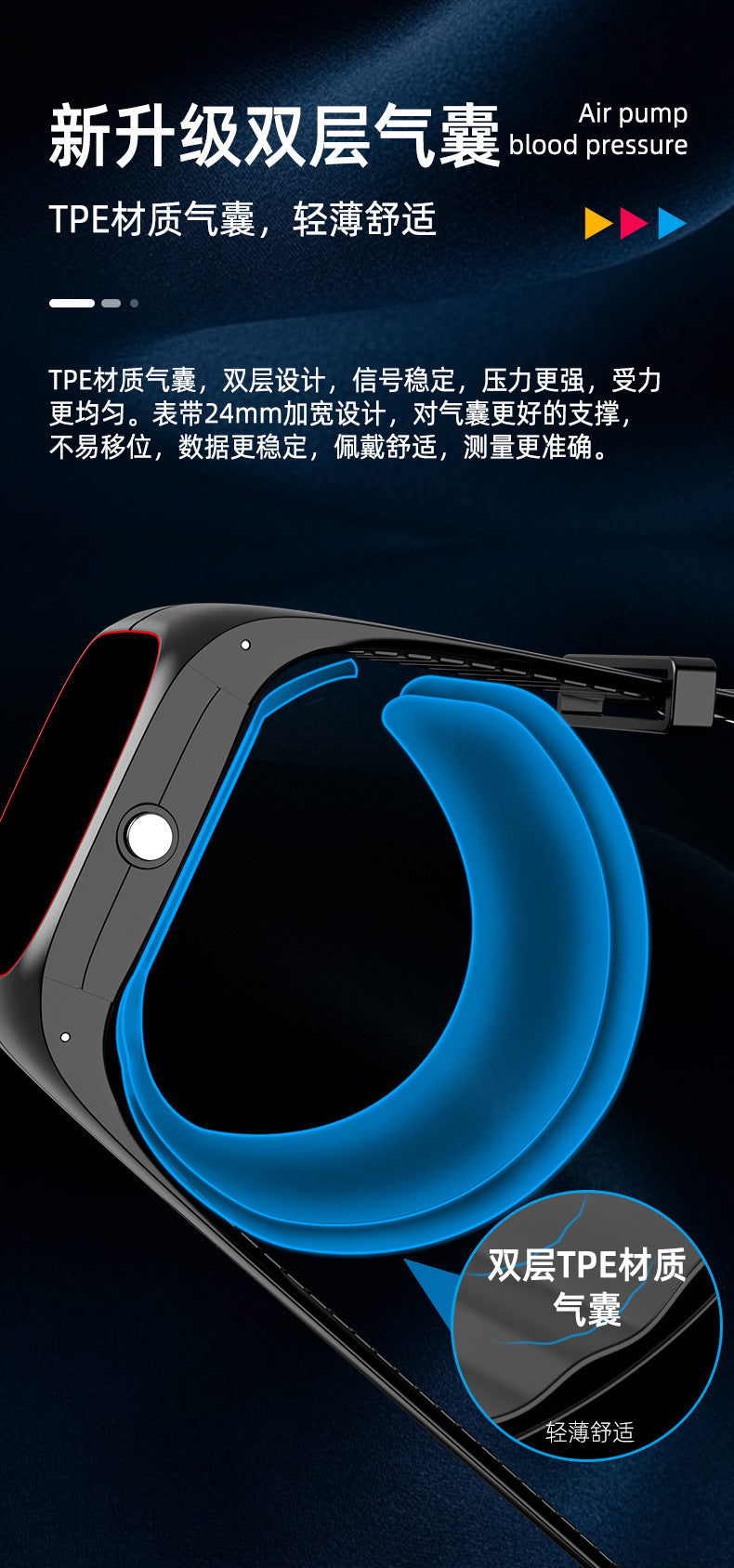 Air Pump Type True Blood Pressure Smart Watch Blood Sugar Blood Oxygen Heart Rate Medical Grade Wrist Blood Pressure Airbag Smart Watch