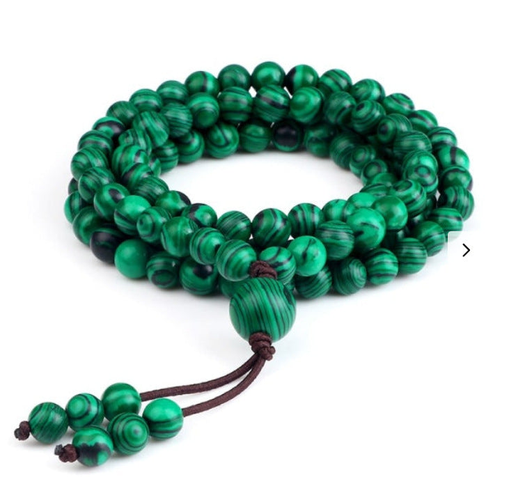 Blue Tiger Eye Stone Bracelet Single Circle Natural Stone Beaded Bracelet Volcanic Stone White Pine Chicken Wing Wood Long Bracelet